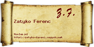 Zatyko Ferenc névjegykártya